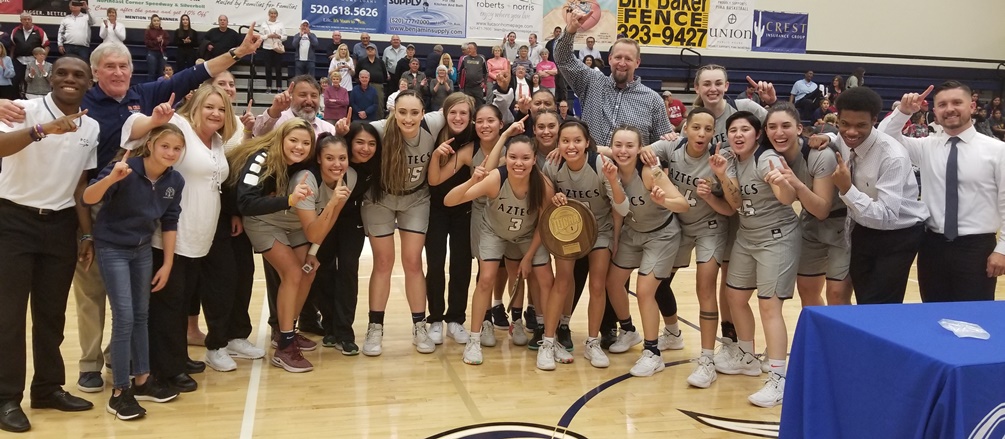 The Aztecs women's basketball team claimed the program's fifth NJCAA Region I, Division II title and the first since 2016 after beating Mesa Community College 80-58. The Aztecs advanced to the NJCAA Division II Tournament in Harrison, AR from Mar. 19-23. Photo by Raymond Suarez