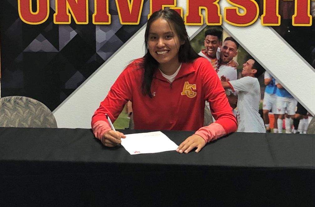 Sophomore shooting guard Haile Gleason signed her letter of intent to play at Arizona Christian University. Gleason earned NJCAA All-Academic First Team honors as a freshman. She averaged 9.2 points as she played all 31 games as a sophomore and helped the Aztecs earn back-to-back NJCAA Region I, Division II titles. Photo by Arizona Christian University Athletics