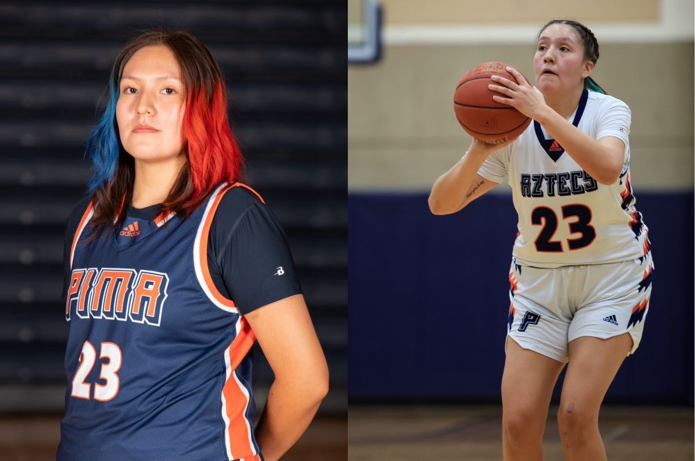 Sophomore forward Jordan Joe was named ACCAC Division II Player of the Week after she scored career-highs in points in two straight games and led the Aztecs to a 2-0 record for the week of Feb. 4-10. She averaged 17.5 points and 6.5 rebounds. Photos by Brian Halbach and Stephanie van Latum