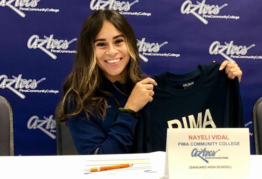 Sahuaro High School soccer player Nayeli Vidal signed her letter of intent to join the Aztecs women's soccer team back in January. She played in 14 games this season scoring 28 goals and also six assists. She scored 60 goals and had 31 assists in her career with the Cougars. Photo courtesy of Nayeli Vidal