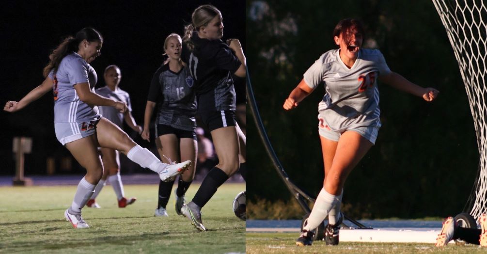Freshman Jessica Alvarez scored two goals while sophomore Juliana Valdez had a goal and an assist in Pima's 6-1 win over GateWay Community College. The Aztecs improved to 3-4-1 overall and 2-2-1 in ACCAC conference play. Photos by Stephanie van Latum