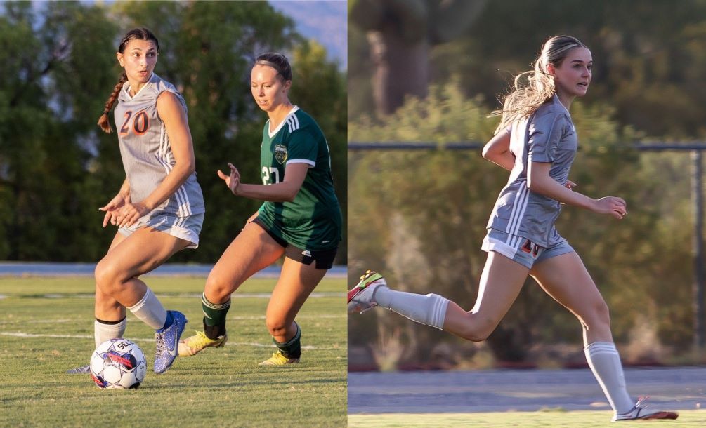 Freshman Lizzie Walker (Canyon del Oro HS) scored two goals while sophomore Kyleigh Oliver (Salpointe Catholic HS) had two assists as Aztecs Women's Soccer beat Cochise College 5-2. The Aztecs are now 6-4-2 overall and 5-2-2 in ACCAC conference play. They're back at the West Campus Aztec Field on Tuesday vs. Arizona Western College. Photos by Stephanie van Latum