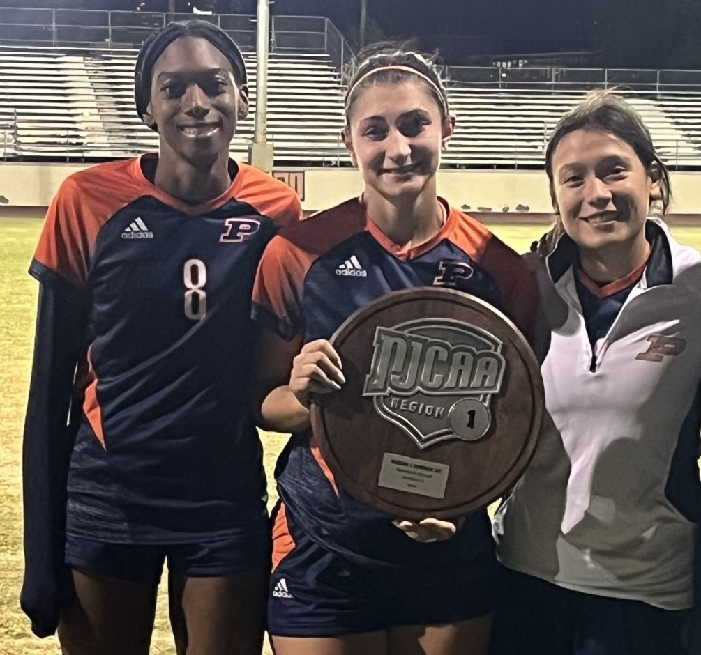 The No. 3 seeded Aztecs Women's Soccer team fell to No. 1 Phoenix College 2-1 in overtime in the Region I, Division II Finals. The Aztecs are 12-4 overall and await word if they get an at-large bid to the NJCAA Division II National Tournament from Nov. 17-23 in Huntsville, AL. (Left to Right): Uriah Burrell (Catalina Foothills HS), Lizzie Walker (Canyon del Oro HS), Ixta Mendez-Jimenez (Catalina Foothills HS)/Photo by Raymond Suarez