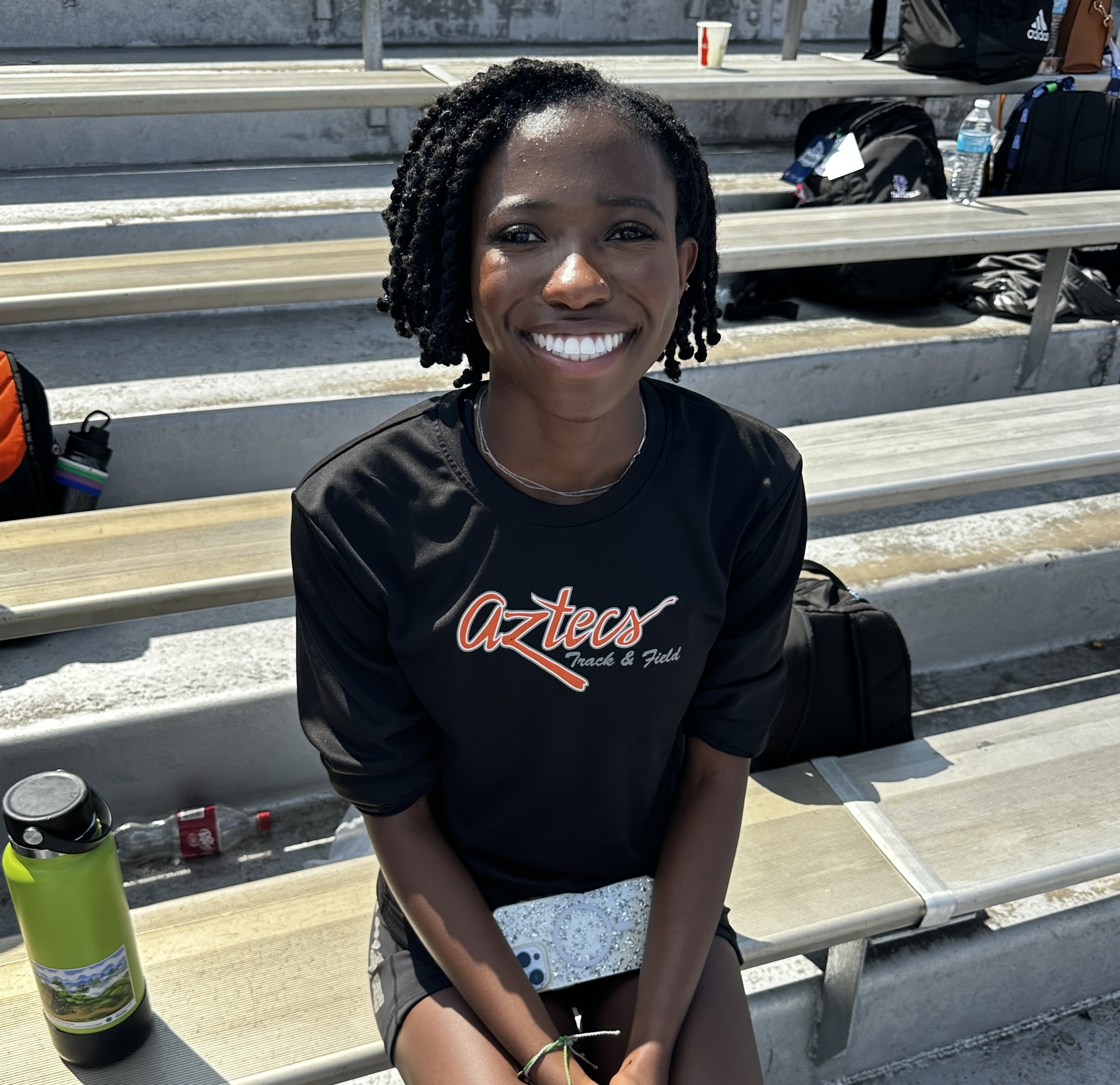 Sophomore Tianna Moseley became a two-time NJCAA All-American after she took eighth place in the Triple Jump with a mark of 11.94 meters (39-feet, 2.25-inches). The Aztecs took 24th place at the NJCAA Division I National Championships with a score of 9.33 points. The Aztecs set five new school records and had six NJCAA All-Americans this Indoor and Outdoor season. Photo courtesy of Chad Harrison
