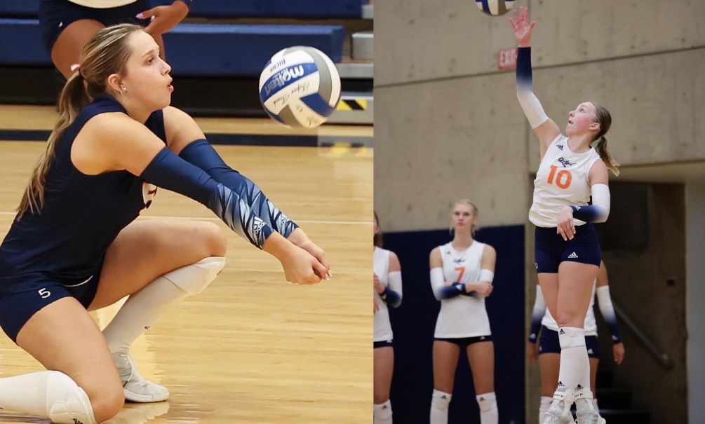 Sophomore Morgan Hains (Canyon del Oro HS) was named ACCAC Libero of the Year as she led the ACCAC with 547 digs and averaged 5.31 per set while fellow sophomore Abby Whatton (Canyon del Oro HS) earned All-ACCAC Honorable Mention recognition. she had 283 kills and 210 digs. Photos by Stephanie van Latum