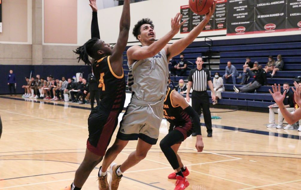Freshman Pierce Sterling scored 17 points but the No. 11 ranked Aztecs men's basketball team fell at Chandler-Gilbert Community College 92-88. The Aztecs are now 7-3 overall and 2-3 in ACCAC conference play. Photo by Stephanie van Latum