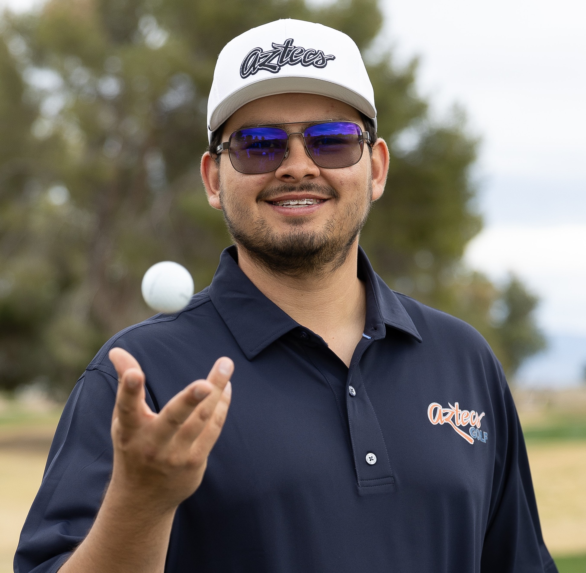 Sophomore Luis Lopez placed ninth with a two-day score of 147 (74-73) as the Aztecs Men's Golf team finished in third place at the Eastern Arizona Invitational to close out the regular season. The Aztecs will compete at the NJCAA Region I, Division I Championships on April 22-25 at the Ocotillo Golf Club in Chandler, AZ. Photo by Stephanie van Latum