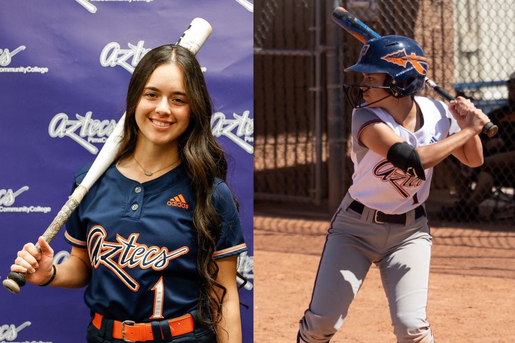Sophomore outfielder Elise Munoz (Salpointe Catholic HS) was named second team NJCAA All-American. She is the first Pima softball NJCAA All-American since Courtney Brown (Flowing Wells HS) in 2016. Munoz led the Aztecs with a .454 batting average, 89 hits, 76 runs, 26 doubles and 26 stolen bases. Photos by Stephanie van Latum