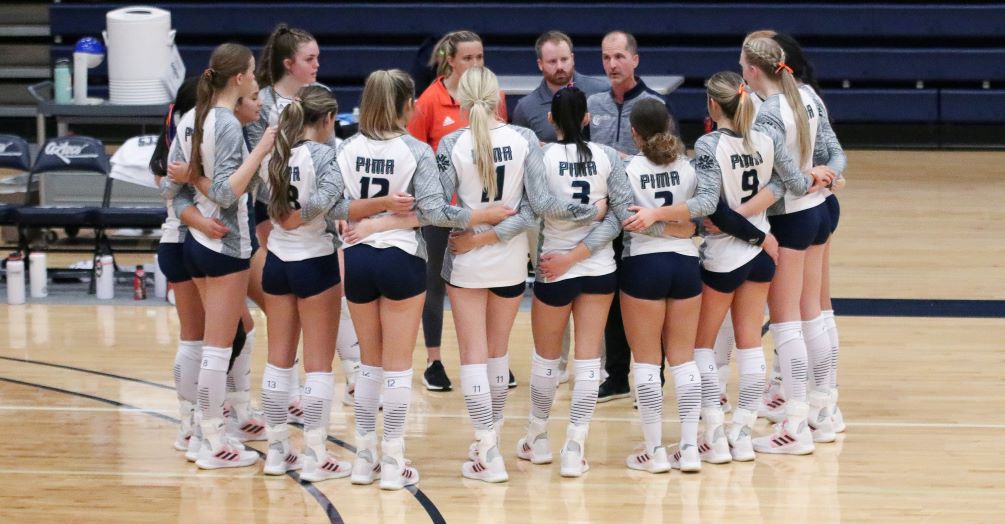 The Aztecs volleyball team went 2-1 at the Chandler-Gilbert Community College Tournament beating South Mountain and Mesa but fall to host Chandler-Gilbert in non-conference matches. The Aztecs are 9-7 overall. Photo by Stephanie Van Latum